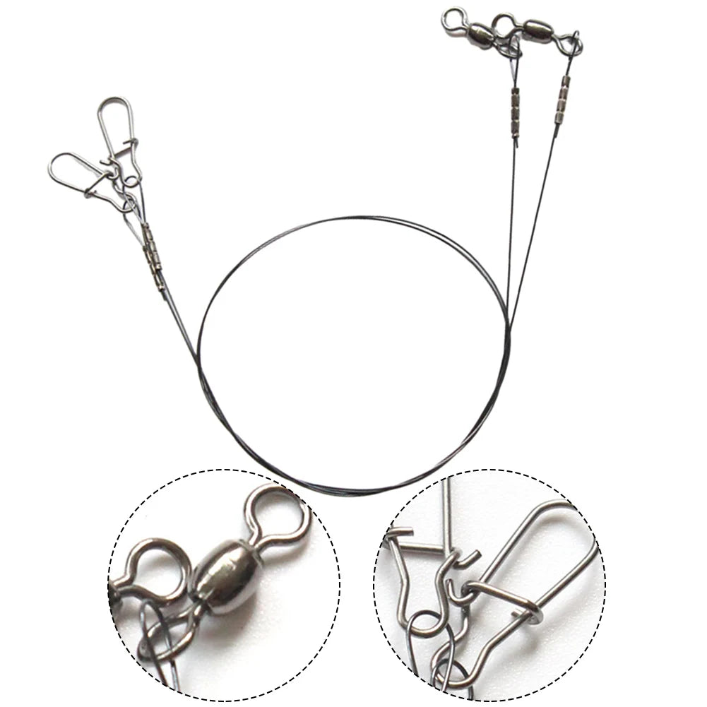 2pcs Fishing Titanium Wire Leader Line With Swivel Duo-Lock