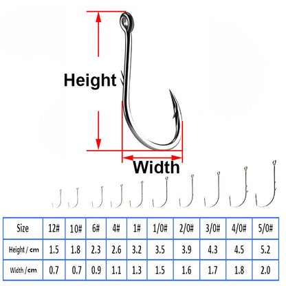 50pcs/Box Barbed High Carbon Steel Fishing Hooks