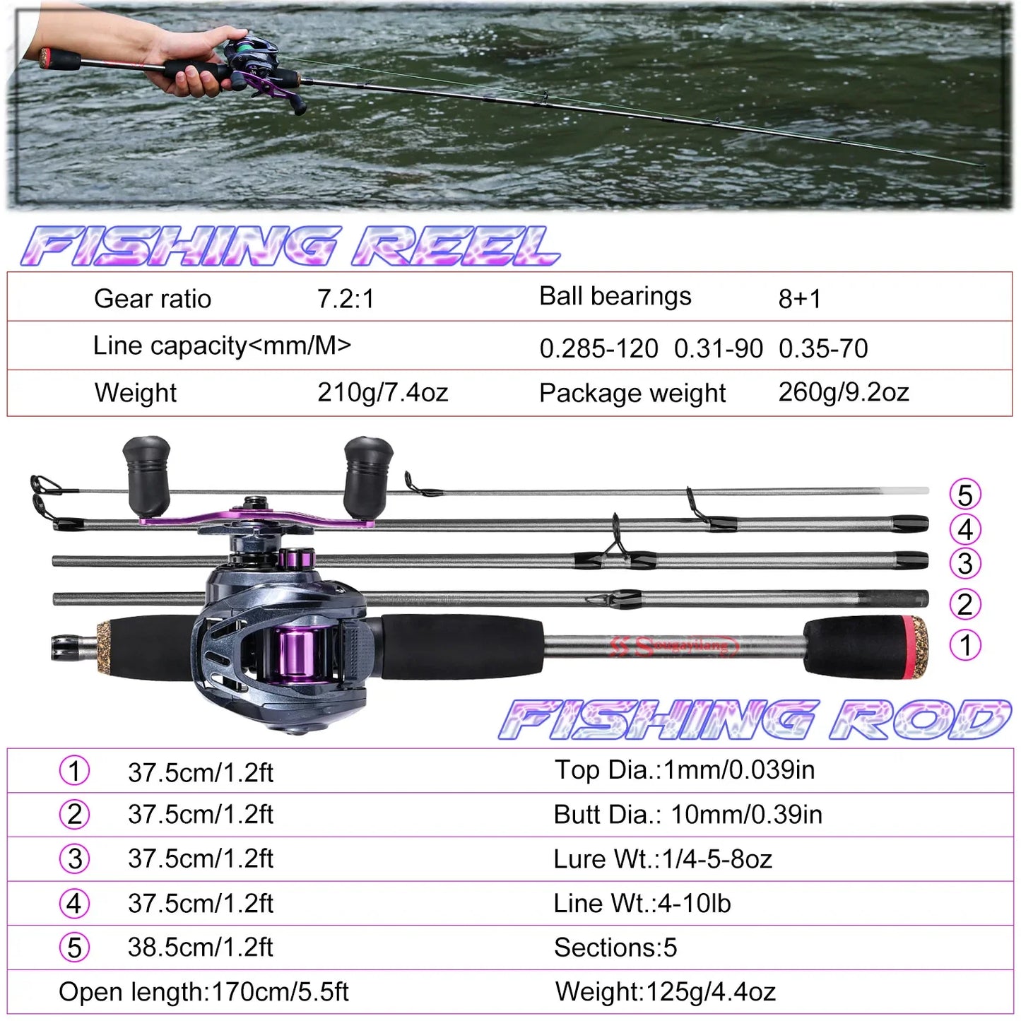 Fishing Rod Combo 1.7m Carbon Fiber