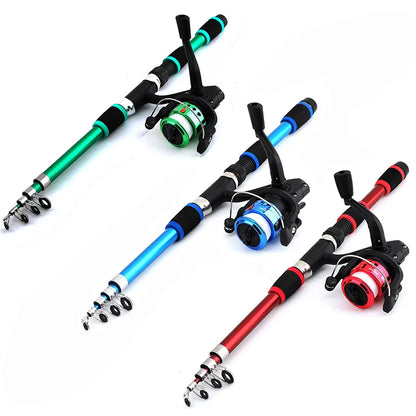 Fishing Pole Set Full Kits With Telescopic Fishing Rod And Spinning Reel