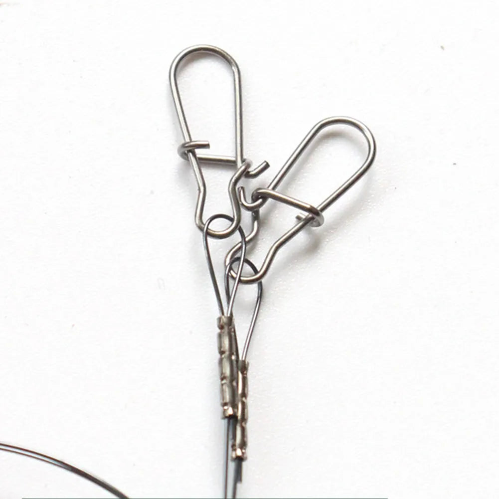 2pcs Fishing Titanium Wire Leader Line With Swivel Duo-Lock