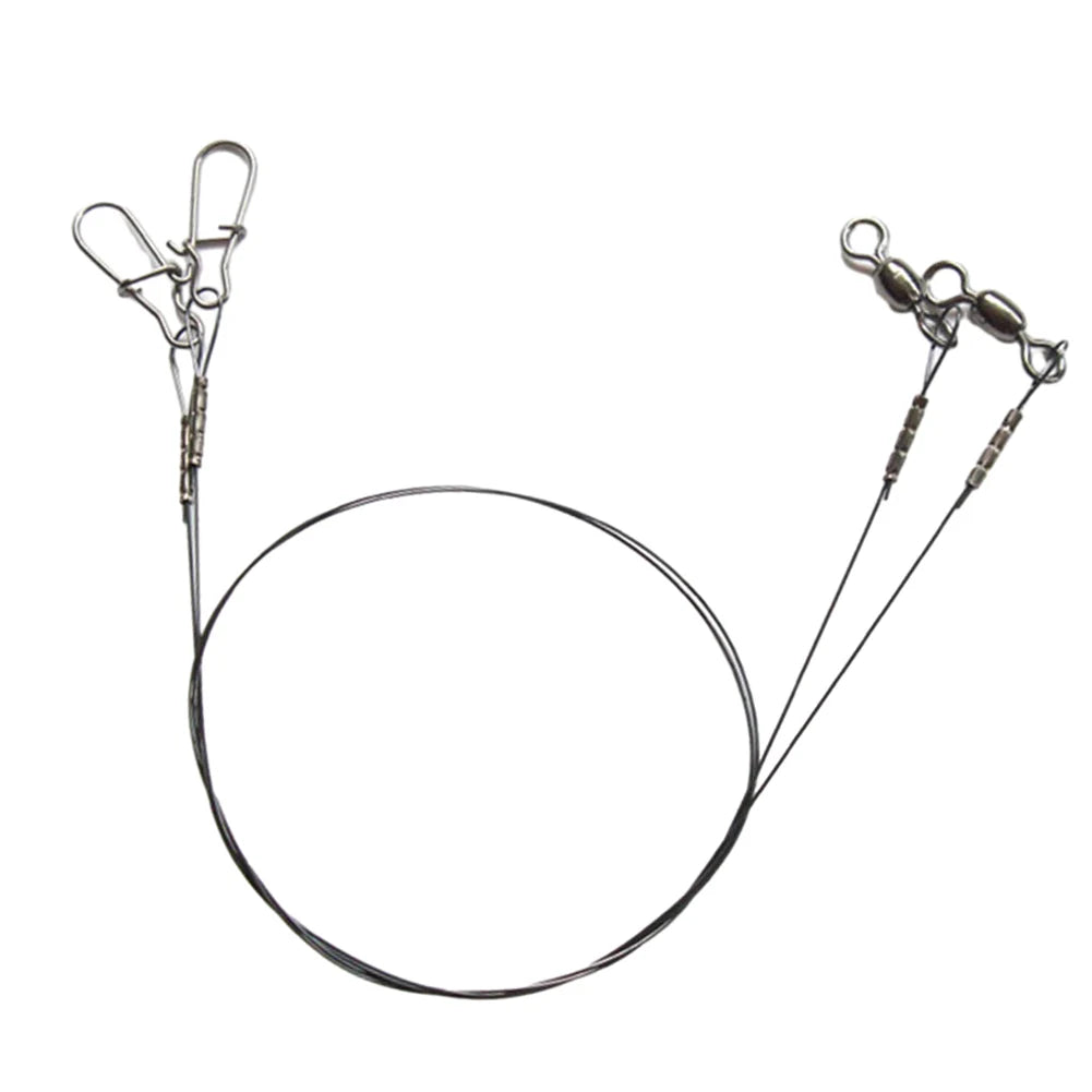 2pcs Fishing Titanium Wire Leader Line With Swivel Duo-Lock