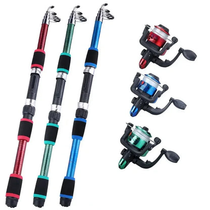 Fishing Pole Set Full Kits With Telescopic Fishing Rod And Spinning Reel