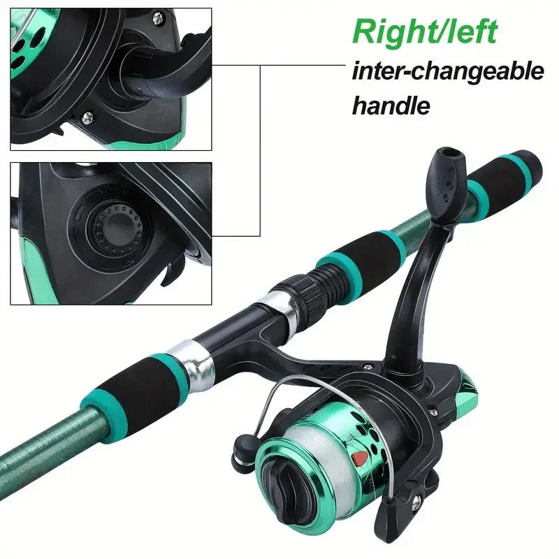 Fishing Pole Set Full Kits With Telescopic Fishing Rod And Spinning Reel