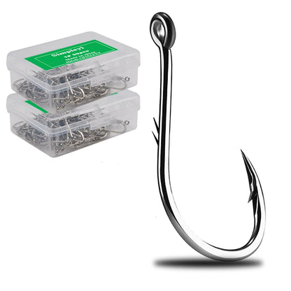 50pcs/Box Barbed High Carbon Steel Fishing Hooks