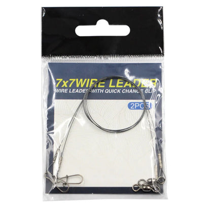 2pcs Fishing Titanium Wire Leader Line With Swivel Duo-Lock